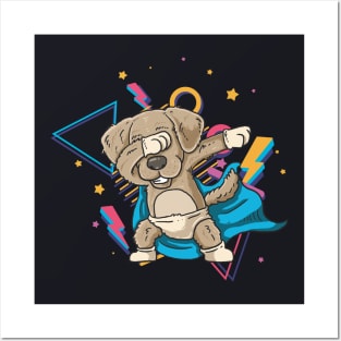 Dabbing Dog 80s retro Style Dab Gift Posters and Art